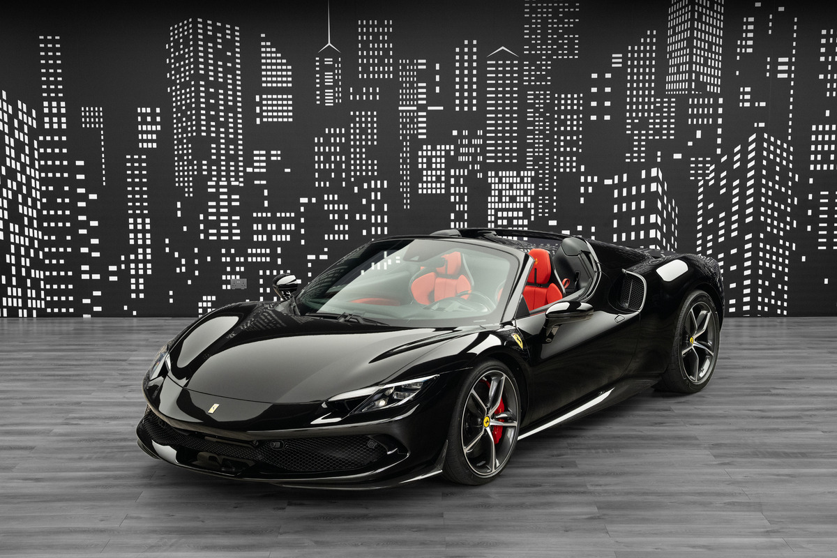 2025 Ferrari 296 GTS in Black — front three-quarter view