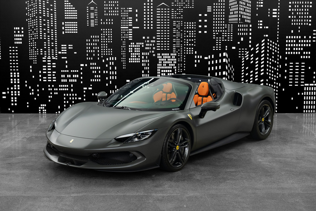 2025 Ferrari 296 GTS in Grey — front three-quarter view