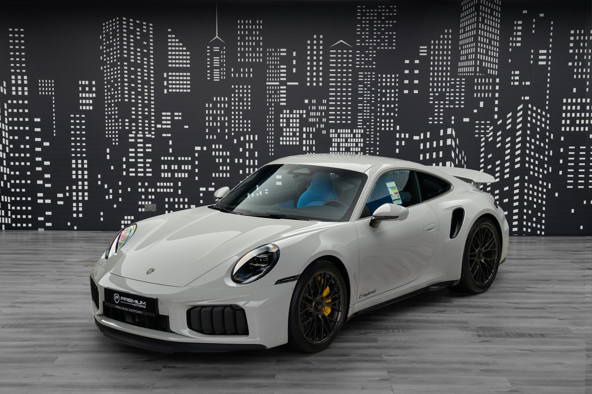2026 Porsche 911 Turbo S in Grey — front three-quarter view