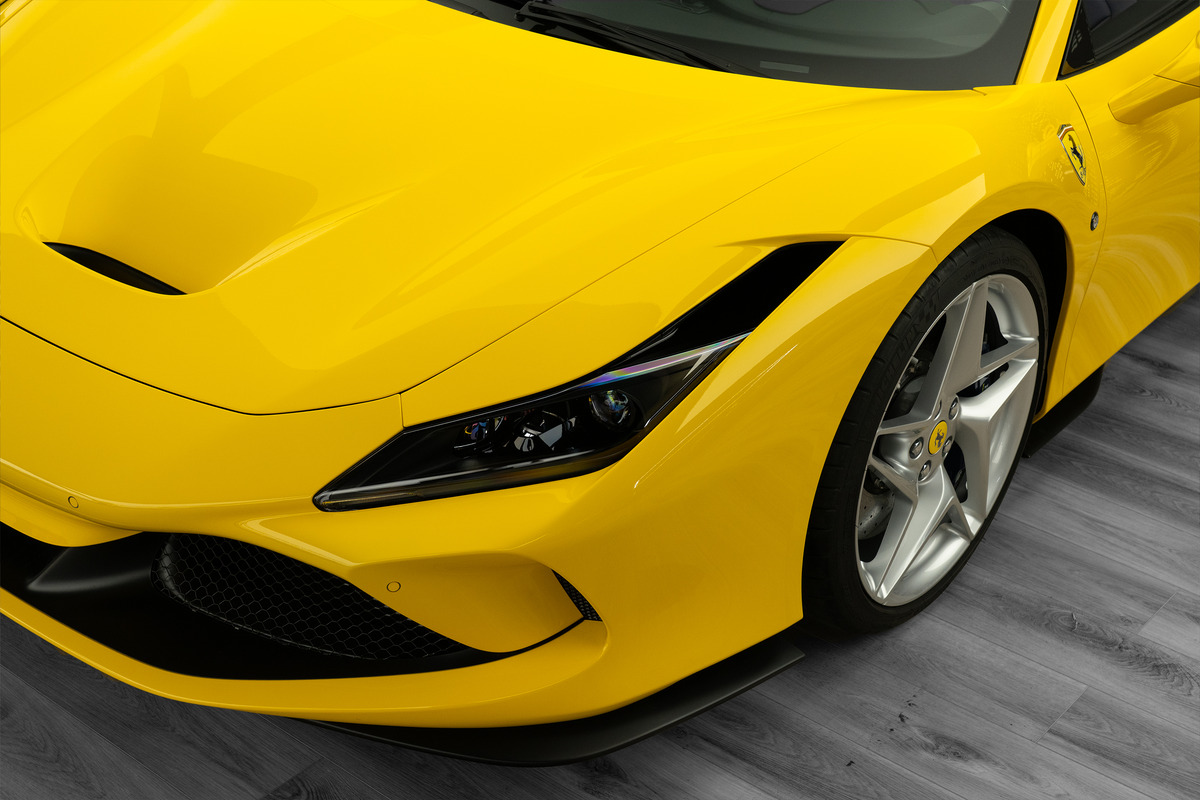 Used 2023 Ferrari F8 Spider — Yellow / Blue interior for Sale in Dubai — gallery photograph 7