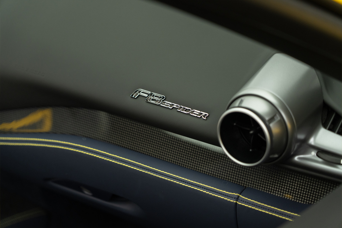 Used 2023 Ferrari F8 Spider — Yellow / Blue interior for Sale in Dubai — gallery photograph 13