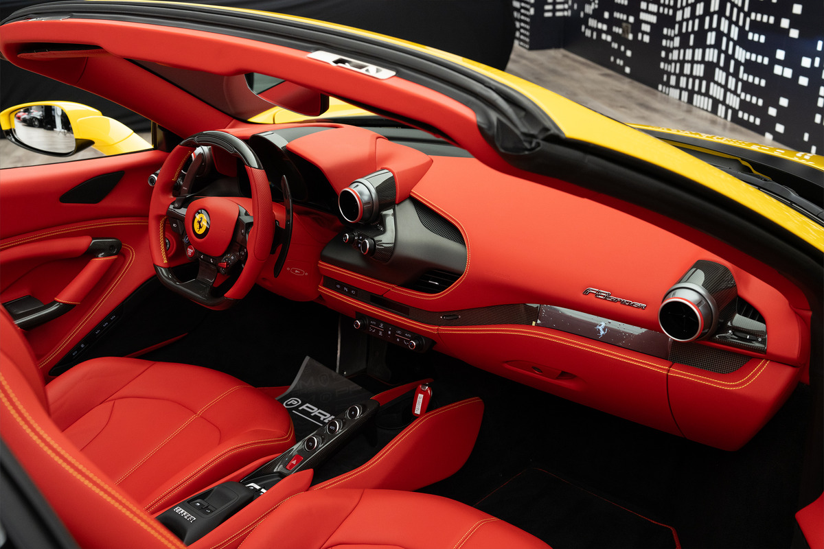 Used 2023 Ferrari F8 Spider — Yellow / Red interior for Sale in Dubai — gallery photograph 9