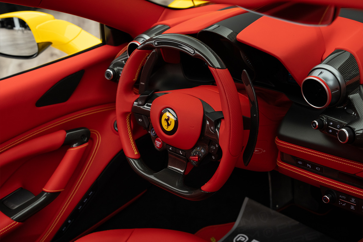 Used 2023 Ferrari F8 Spider — Yellow / Red interior for Sale in Dubai — gallery photograph 11