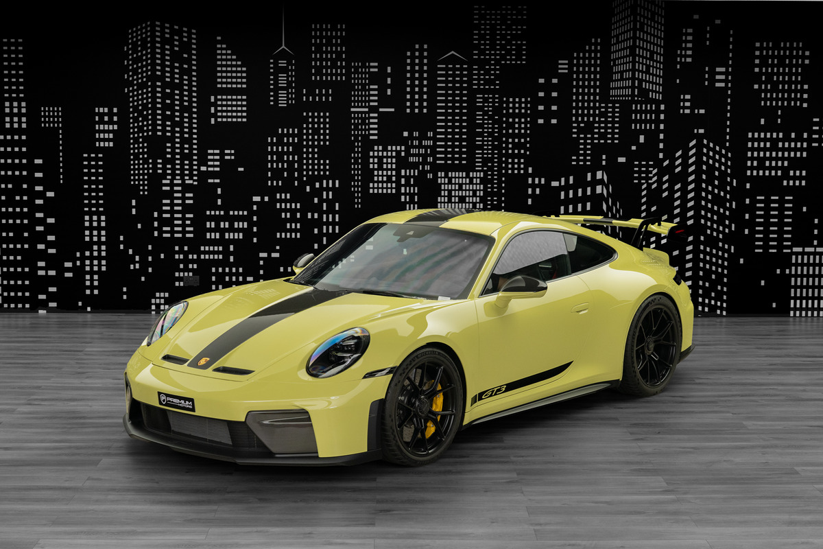 2025 Porsche 992.2 GT3 — Weissach in Yellow — front three-quarter view
