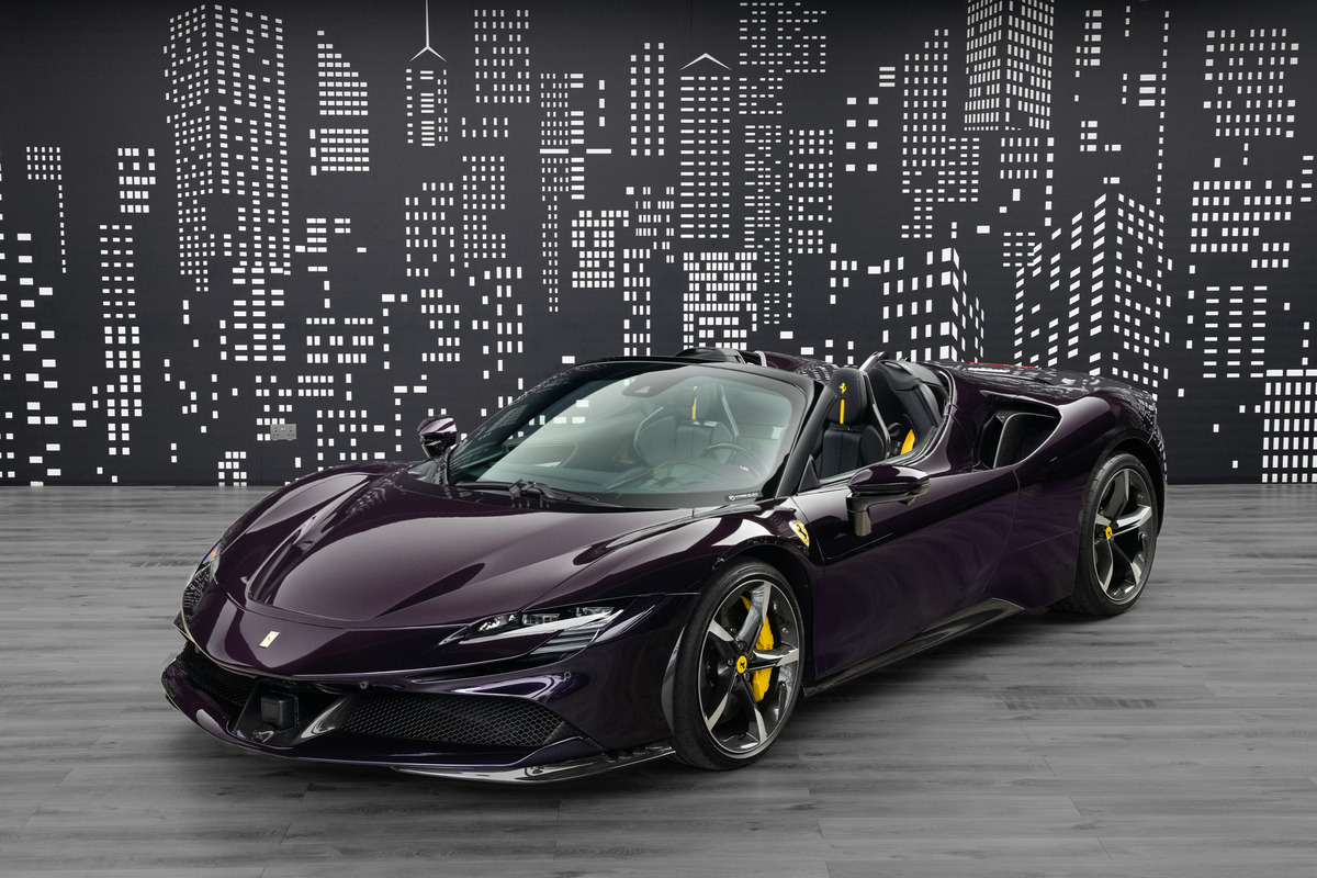 2024 Ferrari SF90 Spider in Purple — front three-quarter view